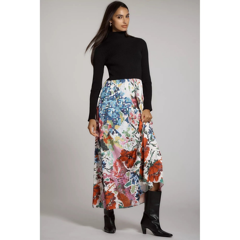 Thea Long-Sleeve Twofer Maxi Dress